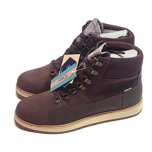 TOMS mesa waterproof Forest Brown Oiled Nubuck Suede Boots women's size 7.5 - Picture 3 of 9
